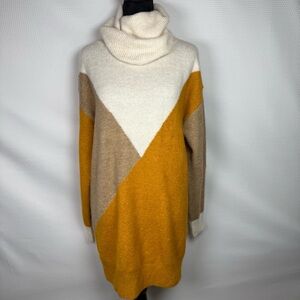Silverflint Color Block Cowl Neck Tunic Sweater Medium Long Sleeve